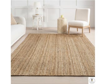 8x10 Jute Rug, Natural Jute Area Rug, Braided Jute Runner Rug, Jute Area Rug, Boho Jute Rug, Custom Size Rug, Jute Runner Rug, Bohemian Rug