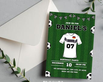 Invitación de cumpleaños de fútbol de Alemania: Invitación personalizada para fiesta de fútbol (Descarga digital)