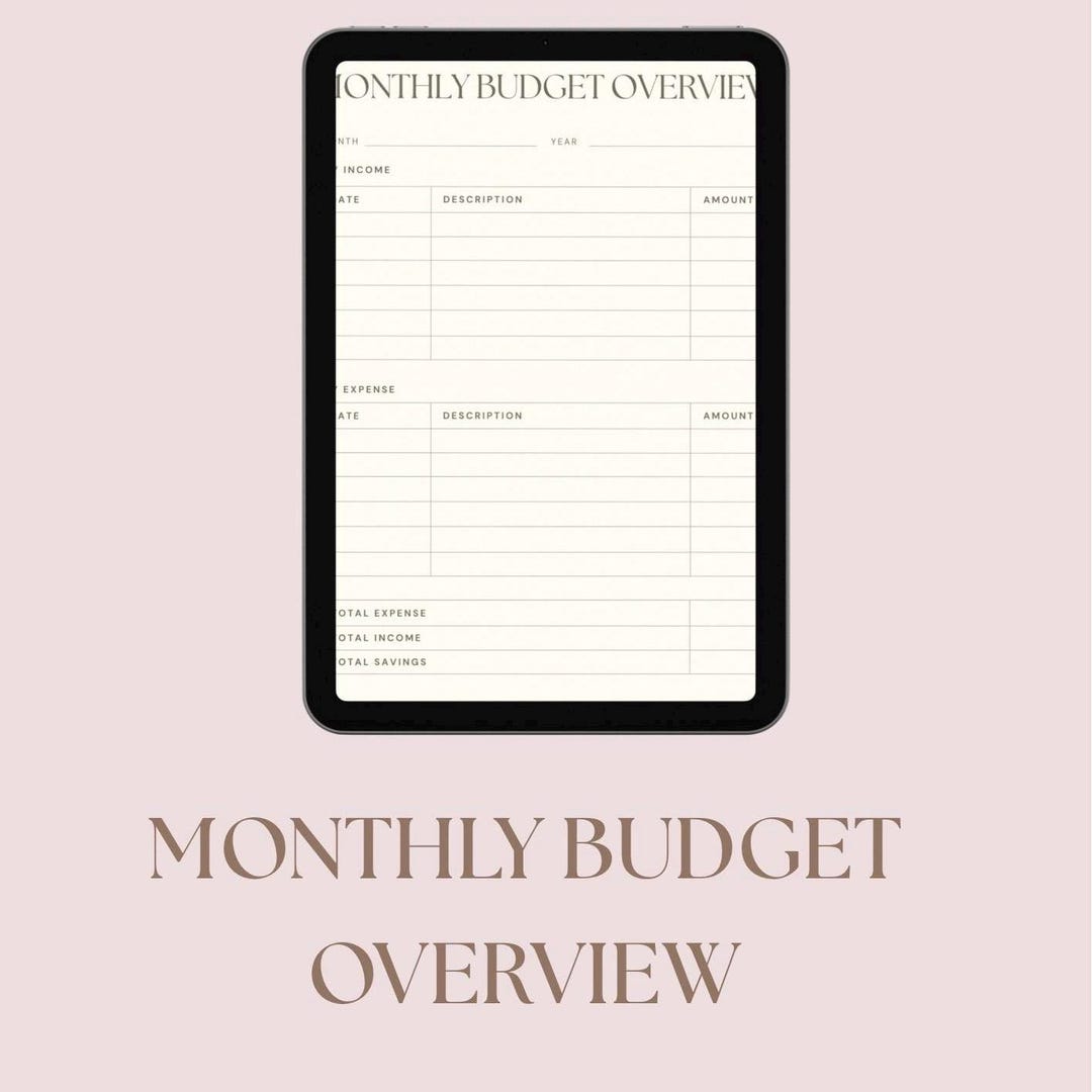 Budget One Page Examples Monthly Budget Overview Printable | One-page Finance Tracker ...