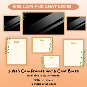 K&ouml;nnte beinhalten: Eine Illustration mit drei Web-Cam-Rahmen und sechs Chat-Boxen. Die Web-Cam-Rahmen sind schwarze Rechtecke mit braunem Rand, und die Chat-Boxen sind cremefarben mit braunem Rand. Der Text "Chat" ist auf den Chat-Boxen zu sehen.