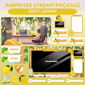 Lemon Twitch Overlay Animiertes Stream Paket Sommer Strand Stream Niedliches Lemon Plant Twitch Theme Animiertes Stream Paket Lemon Twitch Overlay