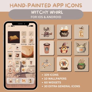 魔女アプリアイコンパック iOSアプリアイコン Android 魔女の美的iPhoneテーマ 魔女 かわいい魔女の壁紙 魔女の美的アプリアイコン Android