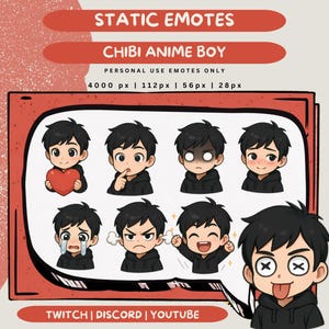 Twitch Emotes Boy Anime Chibi Emotes Cute Male Emote Pack Discord Gaming Emotes Digital Download Anime Boy Twitch Emotes Cute Chibi Male