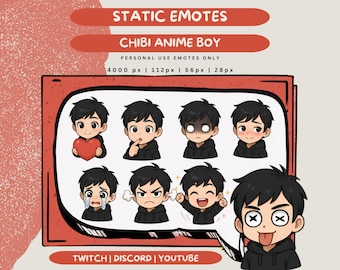 Twitch Emotes Boy Anime Chibi Emotes Cute Male Emote Pack Discord Gaming Emotes Digital Download Anime Boy Twitch Emotes Cute Chibi Male