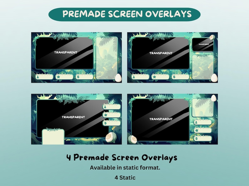 Dinosaur Stream Overlay Bundle Animated Twitch Screen Stinger Alerts ...