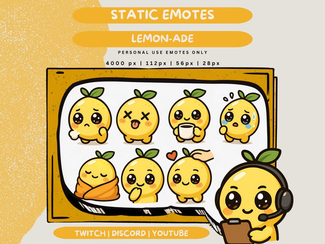 Lemon Emotes Kawaii Lemon Emotes Twitch Emote Bundle Animated Discord Emote Pack ...
