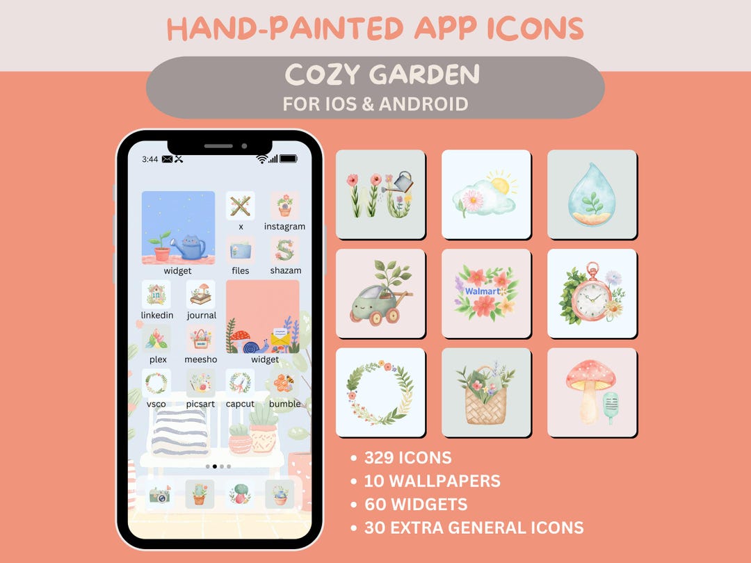 Enchanted Garden App Icon Pack Floral Wallpaper Cute IOS Android ...