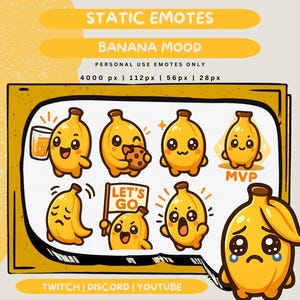 Banana Emote Funny Stream Icon Discord Overlay Kawaii Art Cute Twitch Download Gamer Emoji Set Banana Spinning Emoji Animated Gaming Emotes
