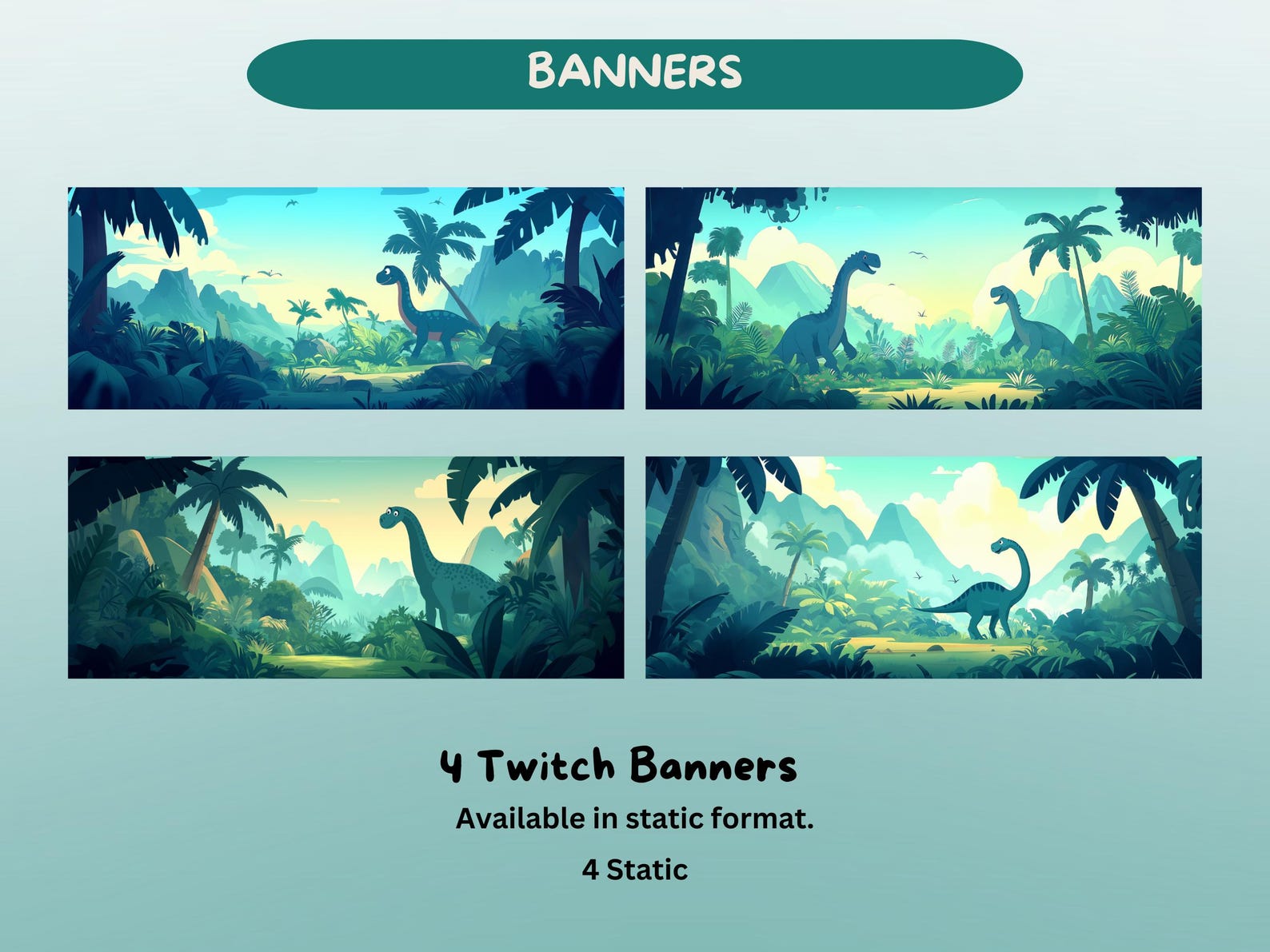 Dinosaur Stream Overlay Bundle Animated Twitch Screen Stinger Alerts ...