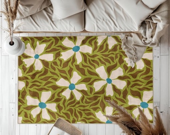 Groovy jaren 70 bloementapijt: funky retro trippy decor