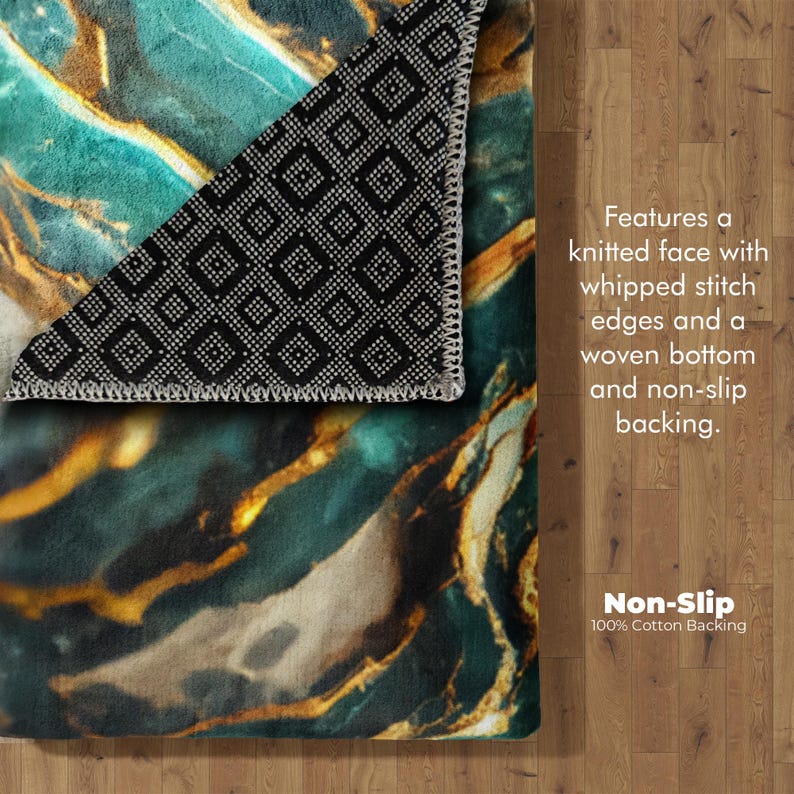 Elegant Gold & Teal Cracked Texture Rug for Kitchen, Bathroom, Salon ...