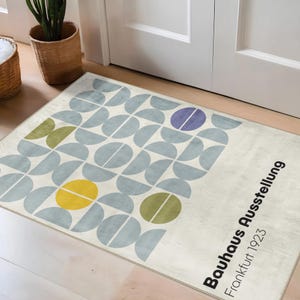 Bauhaus Inspired Rug, Geometric Pattern, Exhibition Poster Rug, Mid Century Modern, Bauhaus Print, Minimalist Rug, Pop Culture Rug