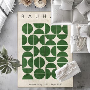Green Bauhaus Area Rug, Architectural Home Rugs, Bauhaus Design Rug, Bauhaus Inspired Rug, Exclusive Decor Piece, Statement Room Decor