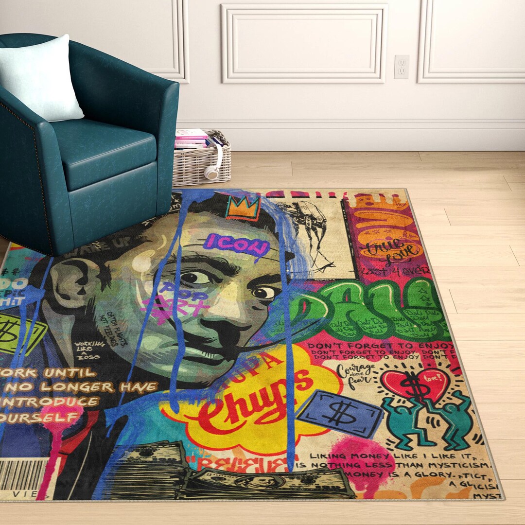 Salvador Dali Graffiti Rug: Pop Art Accent Rug - Etsy