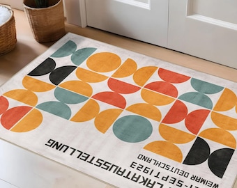 Bauhaus Exhibition Colorful Geometric Area Rug Retro Art Carpet For Living Room