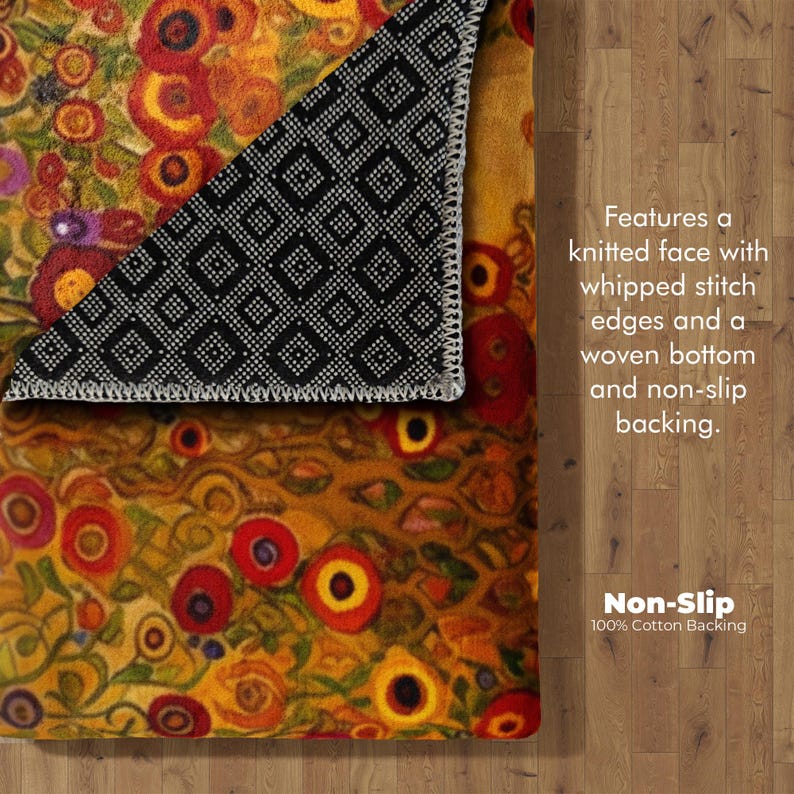 Gustav Klimt Inspired Floral Rug With Vibrant Red and Yellow Tones - Etsy