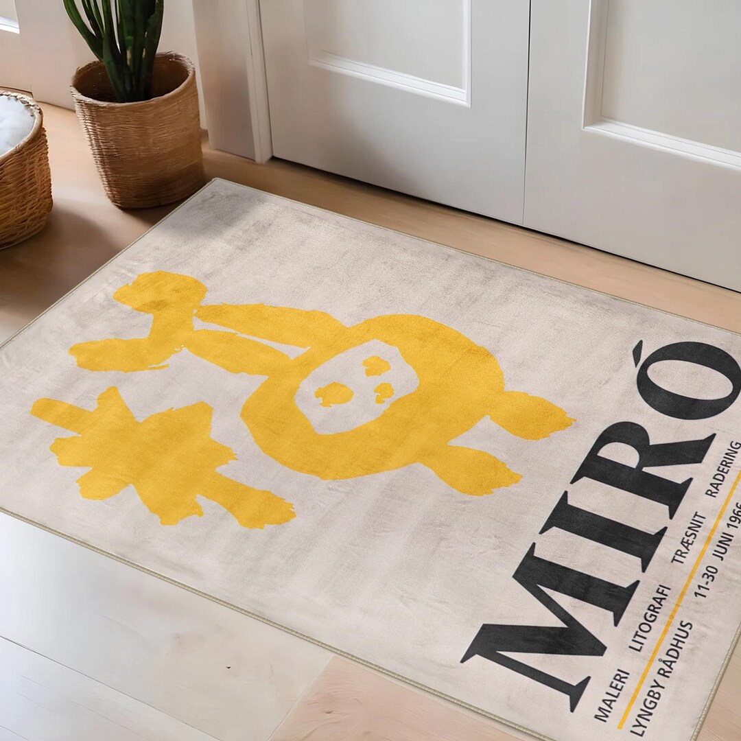Miro Design Rug Joan Miró Inspired Abstract Modern Rug, Washable Contemporary Carpet ...