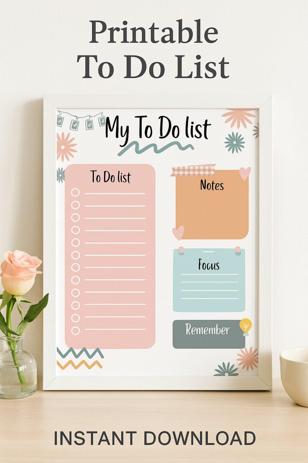 Printable to Do List | Pastel Aesthetic Daily Planner | Instant ...