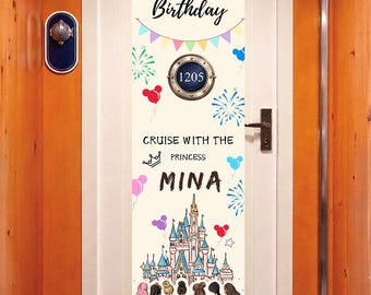 Cruise Door Banner | Cruise Decor | Personalized Cruise Door Decor | Canva Template | Birthday Cruise | Castle | Princess | Editable