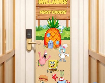 SpongeBob Cruise Door Banner | Family Name First Cruise Decor (Digital Download)