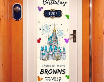 Cruise Door Banner | Cruise Decor | Personalized Cruise Door Decor | Canva Template | Birthday Cruise | Castle | Princess | Editable