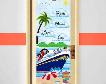 Disney Cruise Door Banner | Family Vacation Decor | Mickey Minnie Pluto Island Ship Sign | Digital Download Printable| Canva Template