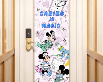 Disney Medical Cruise Door Banner | Nurse Mickey and Minnie Ship Sign | Healthcare Hero Vacation Decor | Caring is Magic Digital Download
