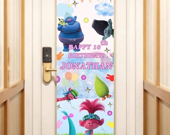 Trolls Birthday Cruise Door Banner | Custom Happy Birthday Jonathan Sign | Trolls Movie World Tour Decor | Digital Download Printable