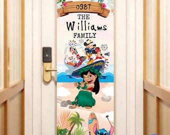 Lilo and Stitch Cruise Door Banner Template|Tropical Disney Cruise Decor |Personalized Family Ship Sign |Digital Download Printable