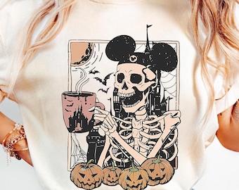 Mickey Skeleton Halloween PNG, Disney Pumpkin Trick or Treat Digital File, Spooky Season Halloween Party Gift Sublimation Design