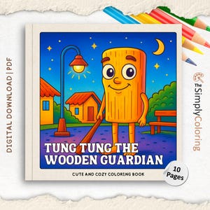 Tung Tung the Wooden Guardian Coloring Book, Sahur Story for Kids, Italian brainrot  Character Read and Color Activity, Muslim Holiday Gift