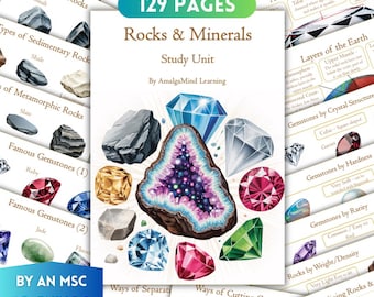 Rocks, Minerals, Gemstones Unit Study Busy Book, Geology Homeschool Montessori, Earth Anatomy, Rock Cycle, Earth Scienc, Printable Worksheet