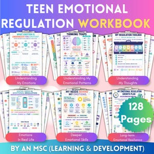 Teen Emotional Regulation Workbook, Self Regulation Worksheets, Calming, Coping Skills, SEL Activities, Emotional Intelligence, Manage Anger