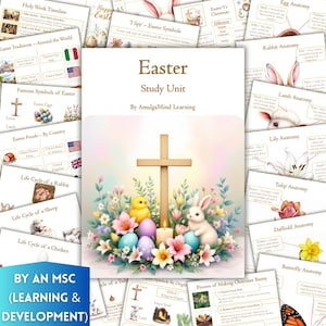 Easter Unit Study Printable Worksheets, Holy Week, Easter history Story, Easter Busy Book, Rabbit Lamb Egg Unit, Spring Flowers, Traditions