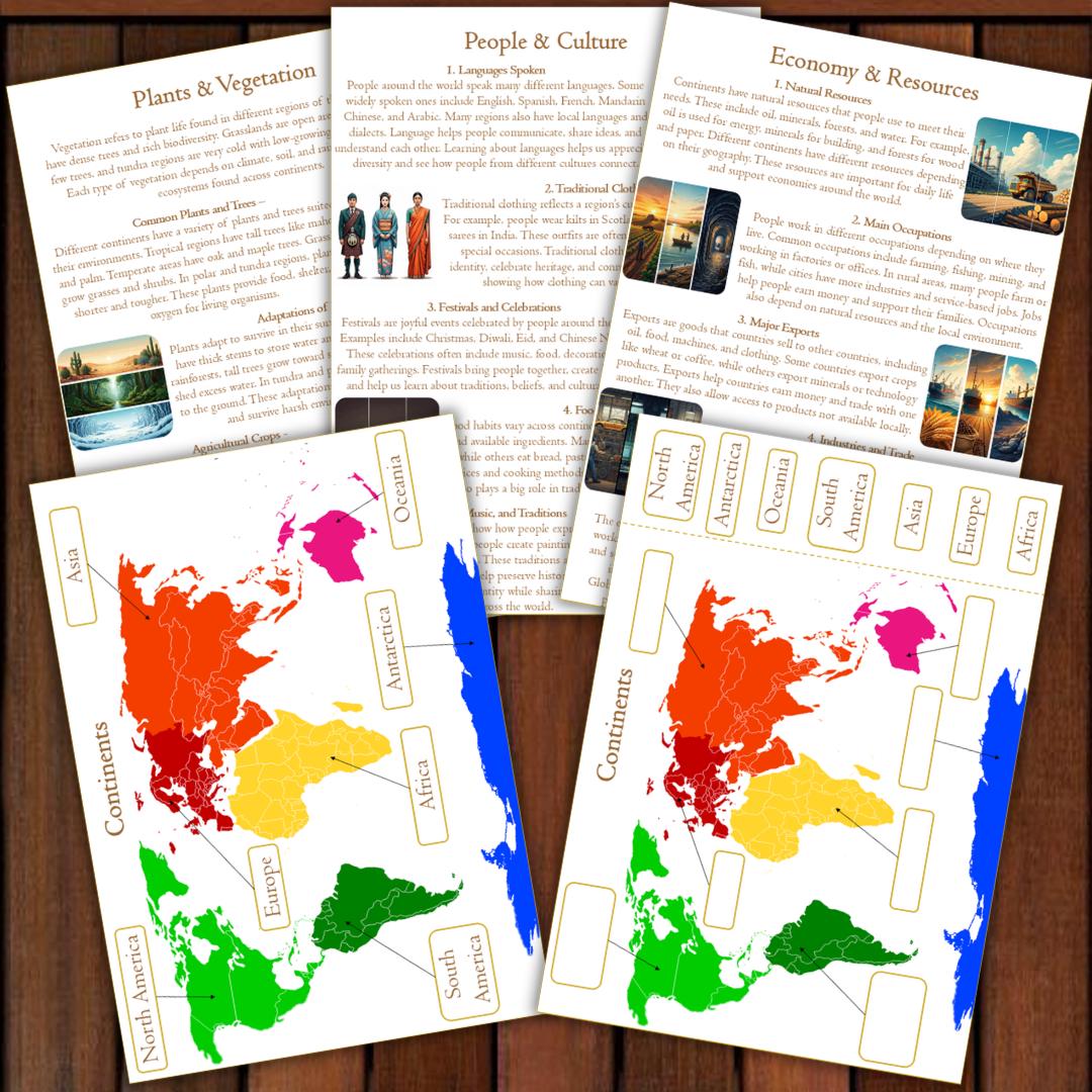 7 Continents Unit Study Printable | Countries Flags Worksheets ...