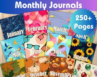 12 Monthly Journal Bundle 2026  | 12 Themed Pre-Colored Journals | A4 A5 Printable Planner | Digital Download | Budget, Goals, Habit Tracker