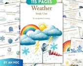 Weather Unit Study Printable, Montessori, Homeschool Science Worksheets, Water Cycle, Clouds, Atmosphere Layers, Kids Activities, Busy Book