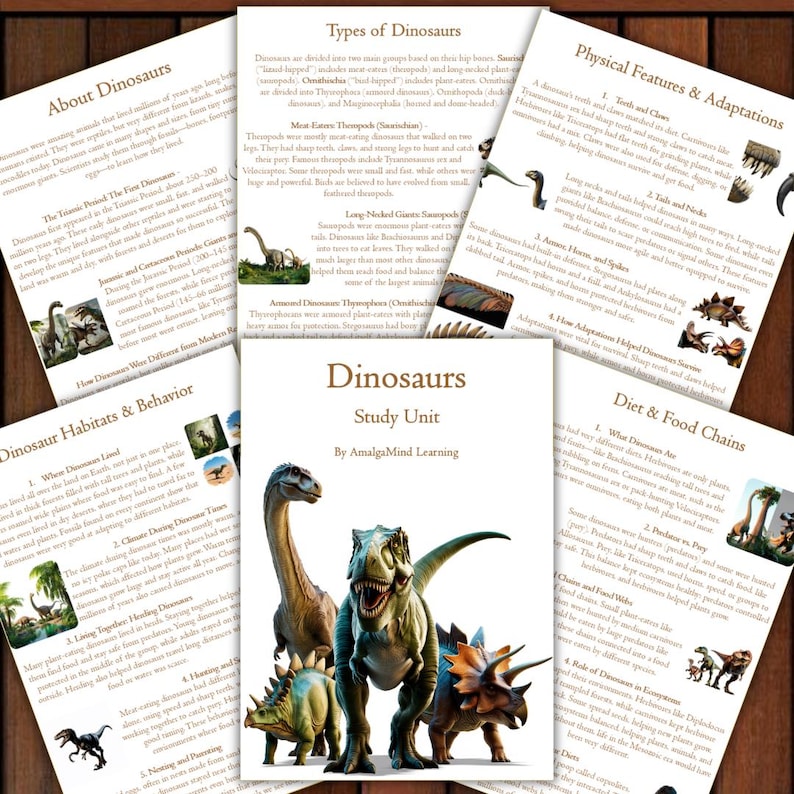Dinosaurs Unit Study Worksheets, Dinosaur Lifecycle, Anatomy, Fossils ...
