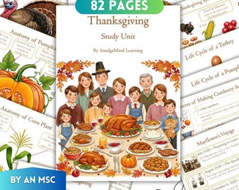 Thanksgiving Study Unit | Pilgrims Wampanoag | Turkey, Pumpkin, Corn, Cranberry Anatomy Lifecycle Activities, Montessori Homeschool Download