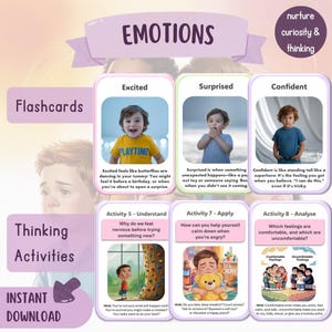 Emotions Flashcards for Kids: Social Emotional Learning, Mindfulness (Digital Download)