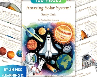 Solar System Study Busy Book Kids Ages 3–10 | Printable Space Worksheets, Planets, Moon, Flashcards, STEM Activities, Montessori, Homeschool