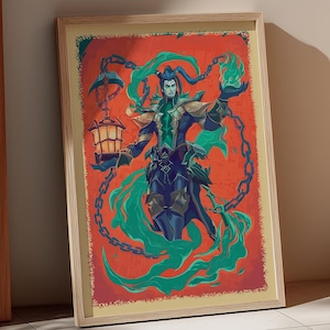 Thresh LoL Poster, Thresh League of Legends Inspired Fan Art, Arcane Wall Art, League of Legends Champion Print, Gaming LoL Artwork