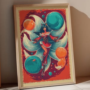 Ahri LoL Poster, Ahri League of Legends Inspired Fan Art, Arcane Wall Art, League of Legends Champion Print, Gaming LoL Artwork