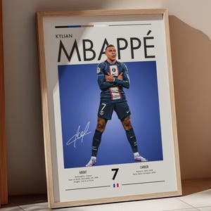 Kylian Mbappé Poster – PSG Football Star Print – Retro Soccer Wall Art – Gift for Fans – France Icon & Ligue 1 Decor