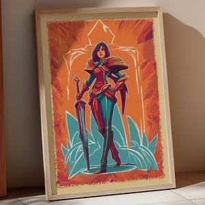 Fiora LoL Poster, Fiora League of Legends Inspired Fan Art, Arcane Wall Art, League of Legends Champion Print, Gaming LoL Artwork