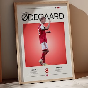 Martin Ødegaard-poster – Arsenal-kapitein voetbalprint – moderne voetbalmuurkunst – cadeau voor voetbalfans – decor Noorse spelmaker