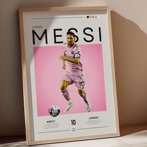 Lionel Messi Inter Miami-poster: retro voetbalmuurkunst