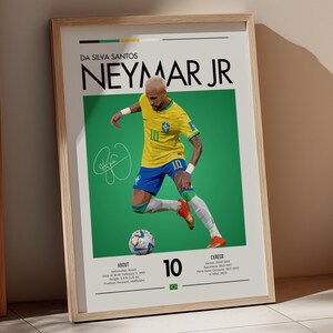 Neymar Jr Poster – Iconic Brazil Football Print – Retro Soccer Wall Art – Gift for Football Fans – Brazilian Superstar Decor