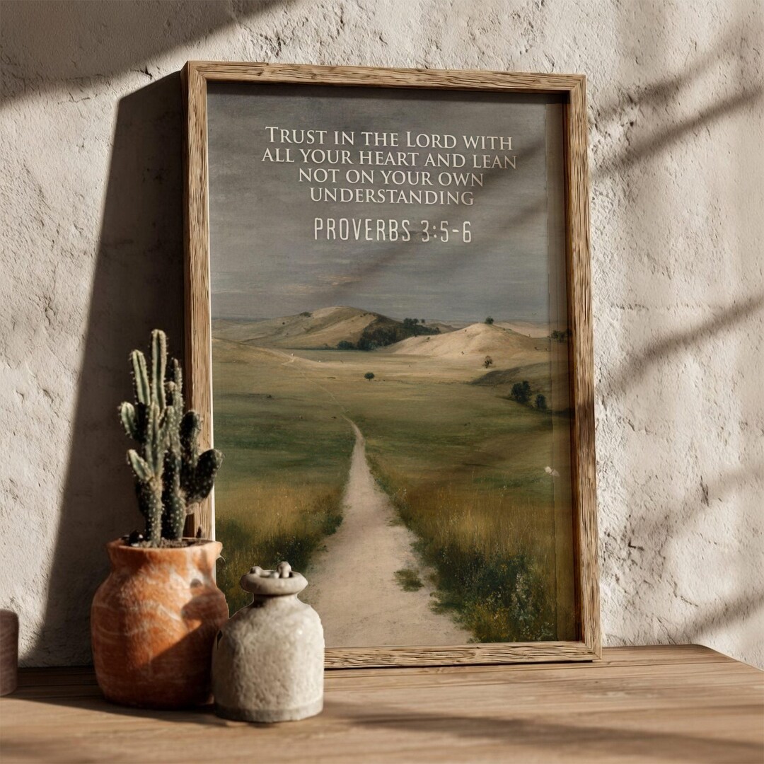 Proverbs 3:5-6 Art Print, Vintage Landscape Christian Wall Decor - Etsy