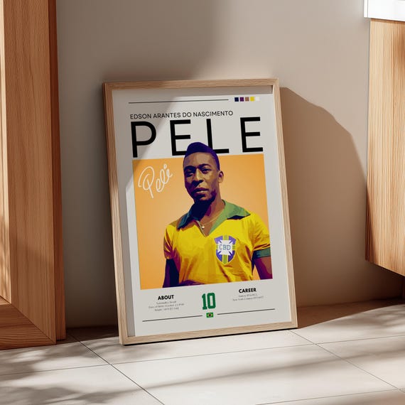 Vintage Pelé Poster: Brazil Football Legend, Retro Soccer Wall Art